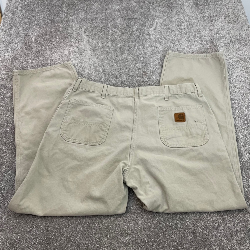 Vintage Carhartt Pants Mens 40x32 Canvas Straight Distressed (Size Tag 42x34)